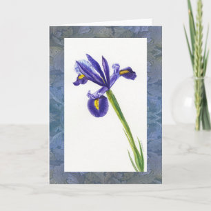 "Iris Watercolor with Morris Design" Card