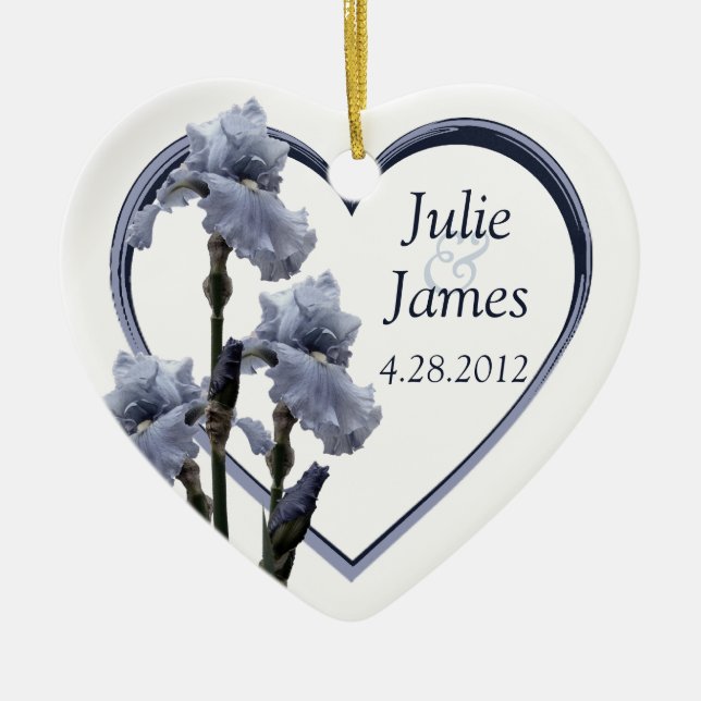Iris Wedding Favour Ceramic Ornament (Front)