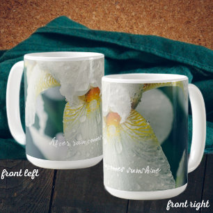 Iris with water droplets coffee mug