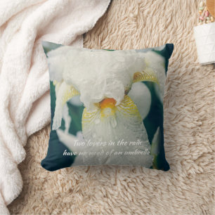 Iris with water droplets throw pillow