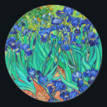 Irises (1889) Botanical Fine Art Vincent Van Gogh Classic Round Sticker<br><div class="desc">The gorgeous blue iris blooms from the Impressionist master Vincent Van Gogh's Impressionism painting of the botanical blue iris garden are depicted on these lovely stationery round paper stickers, "Irises, " from 1889. While receiving treatment at the Saint Paul-de-Mausole institution in Saint-Rémy-de-Provence, France, in the year before his death in...</div>
