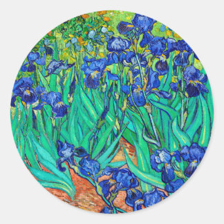 Irises (1889) Botanical Fine Art Vincent Van Gogh Classic Round Sticker