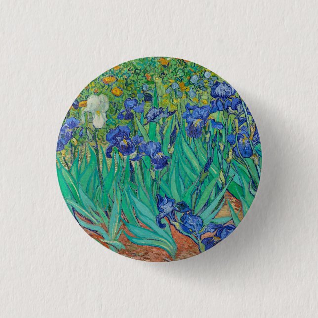 "IRISES 1889" BY VINCENT Van Gogh BADGE 1 Inch Round Button (Front)