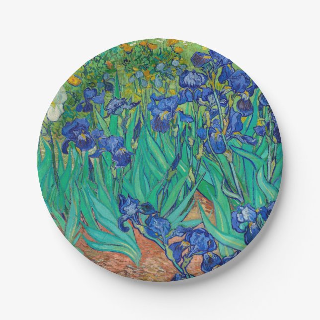 Irises, 1889 by Vincent van Gogh Paper Plate (Front)