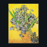 Irises Against Yellow Background Van Gogh Fine Art Postcard<br><div class="desc">Still Life: Vase with Irises Against a Yellow Background, Vincent van Gogh, St. Rémy, May 1890. Oil on canvas, 92 x 73.5 cm. Amsterdam, Van Gogh Museum. F 678, JH 1977 Vincent Willem van Gogh (30 March 1853 – 29 July 1890) was a Dutch Post-Impressionist artist. Some of his paintings...</div>