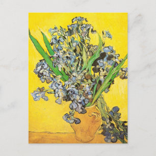 Irises Against Yellow Background Van Gogh Fine Art Postcard