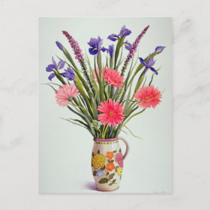 Irises and Berbera in a Dutch Jug Postcard