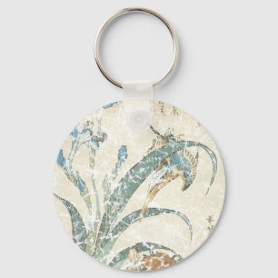 Irises and Kingfisher Keychain