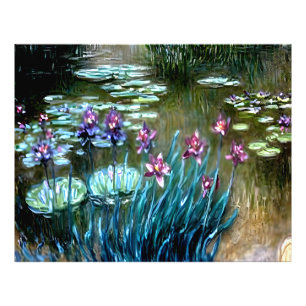 Irises and Water Lilies in the Garden at Giverny Photo Print