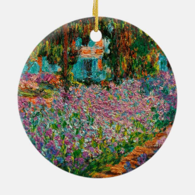 Irises At Giverny Claude Monet Ceramic Ornament (Back)