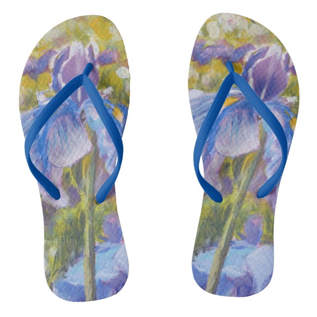 Irises—Blue, purple, yellow-greens—Flip Flops Flip Flops (Footbed)