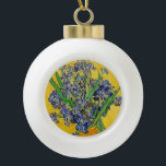 Irises by Van Gogh Ceramic Ball Christmas Ornament<br><div class="desc">Irises in vase against yellow background, one of Vincent van Gogh's most famous floral still life paintings.</div>