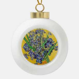 Irises by Van Gogh Ceramic Ball Christmas Ornament