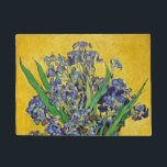 Irises by Van Gogh Doormat<br><div class="desc">Irises in vase against yellow background,  one of Vincent van Gogh's most famous floral still life paintings.</div>