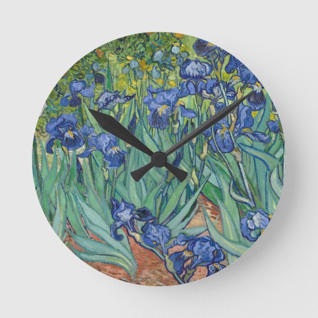 Irises by Van Gogh Round Clock (Front)