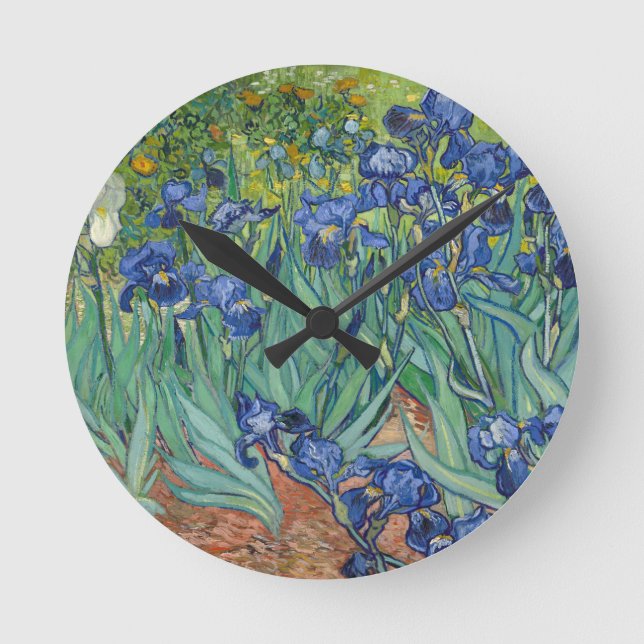 Irises by Van Gogh Round Clock (Front)