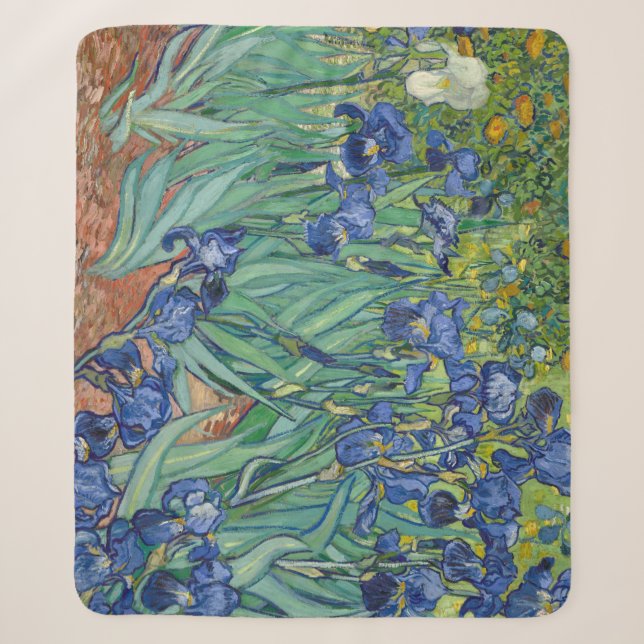 Irises by Van Gogh Sherpa Blanket (Front)
