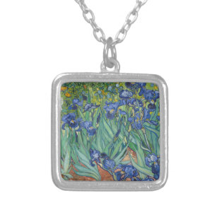 Irises by Van Gogh Silver Plated Necklace
