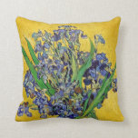 Irises by Van Gogh Throw Pillow<br><div class="desc">Irises in vase against yellow background,  one of Vincent van Gogh's most famous floral still life paintings.</div>