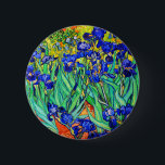 Irises by Vincent Van Gogh 2 Inch Round Button<br><div class="desc">Vincent Van Gogh Irises . Painted in 1889 it is one of the painting he created in Saint Paul-de-Mausole asylum in Saint-Rémy-de-Provence in France. It is an oil painting. This fine art landscape oil painting depicts a field of iris flower plants. Vincent Van Gogh was a famous artist. He was...</div>