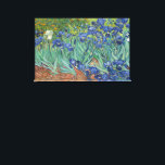 Irises by Vincent van Gogh  Canvas Print<br><div class="desc">Van Gogh began painting "Irises" shortly after arriving at the asylum in May 1889, working from the hospital garden. This piece lacks the intense emotion present in his later works. Van Gogh described painting as "the lightning conductor for my illness, " believing it helped him stave off madness. The painting...</div>