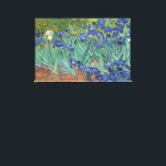 Irises by Vincent van Gogh  Canvas Print<br><div class="desc">Van Gogh began painting "Irises" shortly after arriving at the asylum in May 1889, working from the hospital garden. This piece lacks the intense emotion present in his later works. Van Gogh described painting as "the lightning conductor for my illness, " believing it helped him stave off madness. The painting...</div>