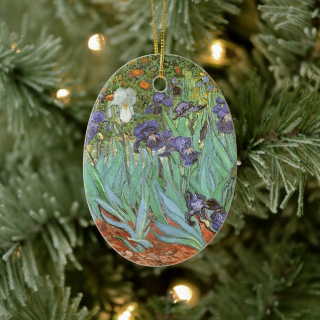 Irises by Vincent van Gogh Ceramic Ornament (Tree)