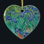 Irises by Vincent van Gogh Ceramic Ornament<br><div class="desc">In May 1889, after episodes of self-mutilation and hospitalization, Vincent van Gogh chose to enter an asylum in Saint-Rémy, France. There, in the last year before his death, he created almost 130 paintings. Within the first week, he began Irises, working from nature in the asylum's garden. The cropped composition, divided...</div>