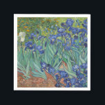 Irises by Vincent Van Gogh Napkin<br><div class="desc">Irises by Vincent Van Gogh, oil on canvas 1889, is a painting of a patch of blossoming, brilliant violet and white iris flowers in a flower garden. Painted from life during the artist’s stay in Arles in the south of France, the painting builds short, swirling brushstrokes and flowing, coloured contour...</div>