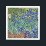 Irises by Vincent Van Gogh Napkin<br><div class="desc">Irises by Vincent Van Gogh, oil on canvas 1889, is a painting of a patch of blossoming, brilliant violet and white iris flowers in a flower garden. Painted from life during the artist’s stay in Arles in the south of France, the painting builds short, swirling brushstrokes and flowing, coloured contour...</div>