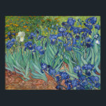 Irises by Vincent Van Gogh Poster<br><div class="desc">Irises by Vincent Van Gogh, oil on canvas 1889, is a painting of a patch of blossoming, brilliant violet and white iris flowers in a flower garden. Painted from life during the artist’s stay in Arles in the south of France, the painting builds short, swirling brushstrokes and flowing, coloured contour...</div>