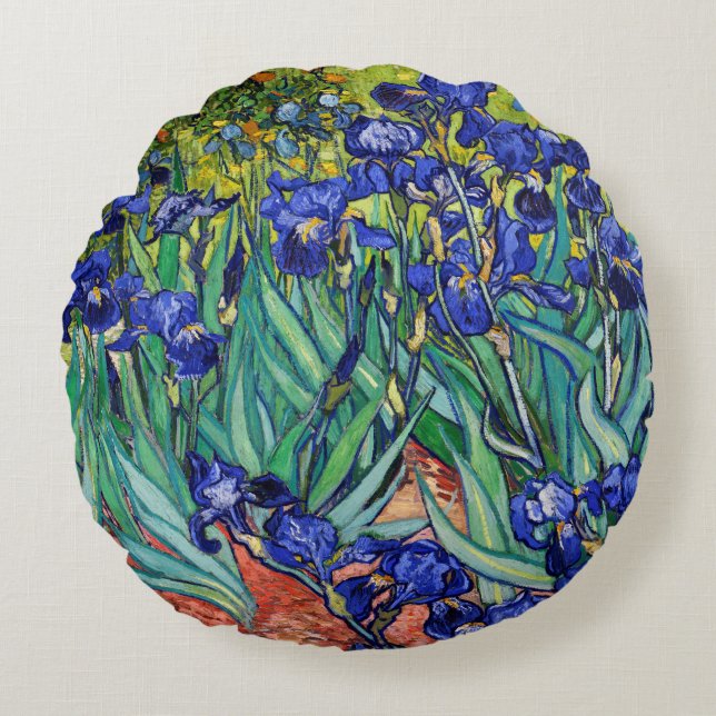 Irises by Vincent van Gogh Round Pillow (Front)