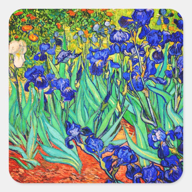 Irises by Vincent Van Gogh Square Sticker (Front)