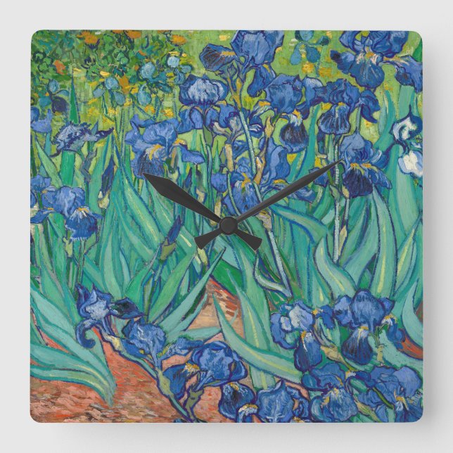 Irises by Vincent van Gogh Square Wall Clock (Front)