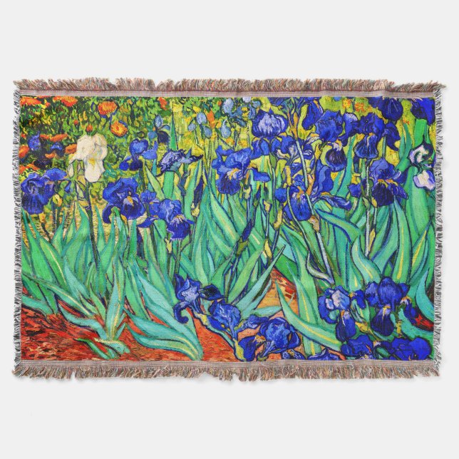Irises by Vincent Van Gogh Throw Blanket (Front)