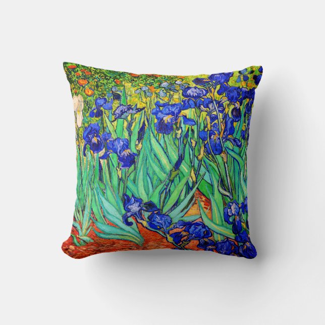 Irises by Vincent Van Gogh Throw Pillow (Front)
