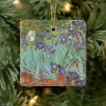 Irises by Vincent van Gogh, Vintage Flowers Art Ceramic Ornament<br><div class="desc">Irises (1889) by Van Gogh is a vintage post impressionism fine art floral nature painting. A group of purple bearded irises and a single white iris flower growing in a garden. It was one of his first paintings while he was at the asylum in Saint-Remy-de-Provence. In 1987 it became the...</div>