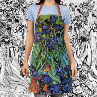 Irises by Vincent van Gogh, Vintage Garden Art Apron