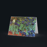 Irises by Vincent van Gogh, Vintage Garden Art Card<br><div class="desc">Irises (1889) by Vincent van Gogh is a vintage fine art post impressionism landscape floral painting featuring a garden with purple bearded irises growing by orange poppies. A single white iris flower is blooming at the edge. About the artist: Vincent Willem van Gogh (1853 -1890) was one of the most...</div>