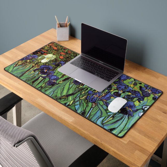 Irises by Vincent van Gogh, Vintage Garden Art Desk Mat (Office 2)