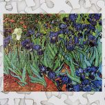 Irises by Vincent van Gogh, Vintage Garden Art Jigsaw Puzzle<br><div class="desc">Irises (1889) by Vincent van Gogh is a vintage fine art post impressionism landscape floral painting featuring a garden with purple bearded irises growing by orange poppies. A single white iris flower is blooming at the edge. About the artist: Vincent Willem van Gogh (1853 -1890) was one of the most...</div>
