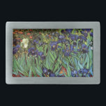 Irises by Vincent van Gogh, Vintage Garden Art Rectangular Belt Buckle<br><div class="desc">Irises (1889) by Vincent van Gogh is a vintage fine art post impressionism landscape floral painting featuring a garden with purple bearded irises growing by orange poppies. A single white iris flower is blooming at the edge. About the artist: Vincent Willem van Gogh (1853 -1890) was one of the most...</div>