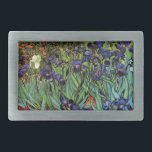 Irises by Vincent van Gogh, Vintage Garden Art Rectangular Belt Buckle<br><div class="desc">Irises (1889) by Vincent van Gogh is a vintage fine art post impressionism landscape floral painting featuring a garden with purple bearded irises growing by orange poppies. A single white iris flower is blooming at the edge. About the artist: Vincent Willem van Gogh (1853 -1890) was one of the most...</div>