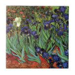 Irises by Vincent van Gogh, Vintage Garden Art Tile<br><div class="desc">Irises (1889) by Vincent van Gogh is a vintage fine art post impressionism landscape floral painting featuring a garden with purple bearded irises growing by orange poppies. A single white iris flower is blooming at the edge. About the artist: Vincent Willem van Gogh (1853 -1890) was one of the most...</div>