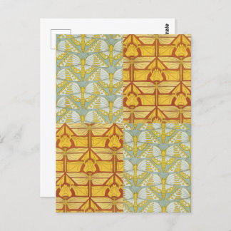 Irises Dragonflies Butterflies Art Nouveau Postcard