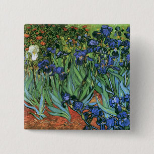Irises (F608) Van Gogh Fine Art 2 Inch Square Button