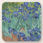 Irises, Floral Oil Painting, Vincent Van Gogh Coaster<br><div class="desc">Vincent Van Gogh,  1889,  Saint-Rémy-de-Provence France
oil on canvas
post impressionist floral oil painting of a flower bed of blooming/flowering deep blue summer irises with rich green stems and leaves,  with tiny orange flowers in the background

elegant stately sophisticated boho chic eclectic bohemian fine classic modern art decor</div>