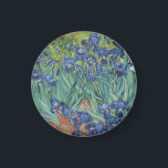 Irises, Floral Oil Painting, Vincent Van Gogh Magnet<br><div class="desc">Vincent Van Gogh,  1889,  Saint-Rémy-de-Provence France
oil on canvas
post impressionist floral oil painting of a flower bed of blooming/flowering deep blue summer irises with rich green stems and leaves,  with tiny orange flowers in the background

elegant stately sophisticated boho chic eclectic bohemian fine classic modern art decor</div>