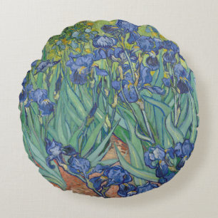 Irises, Floral Oil Painting, Vincent Van Gogh Round Pillow