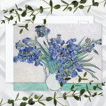 Irises Floral Vincent van Gogh Postcard<br><div class="desc">A fine art postcard with the post-impressionist painting,  Irises (1890),  by the Dutch artist Vincent Van Gogh (1853-1890). He was influenced by Japanese art in his many of his iris paintings. Beautiful blue-violet irises in a vase against a white background.</div>
